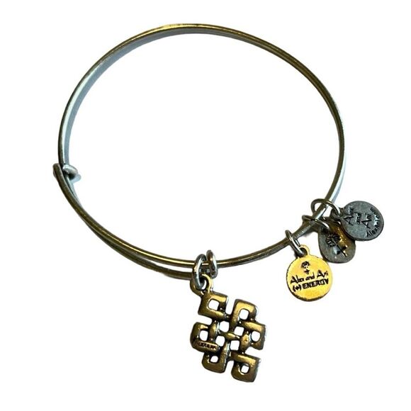 Alex and Ani Endless Knot Silver Charm Bangle Bracelet - Picture 3 of 10
